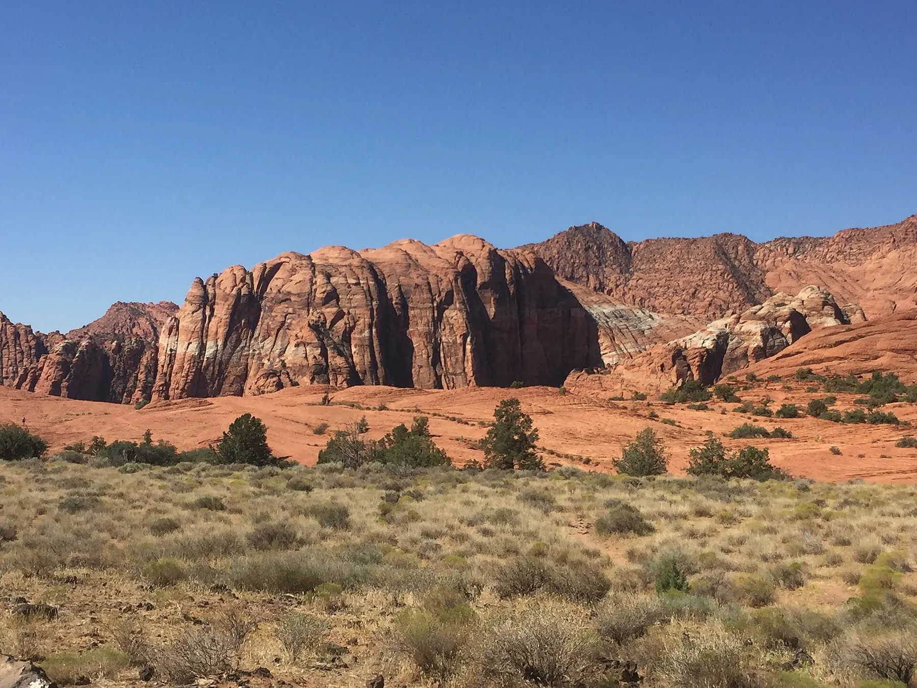 Red sandstone cliffs in Snow Canyon State Park near St. George, Utah